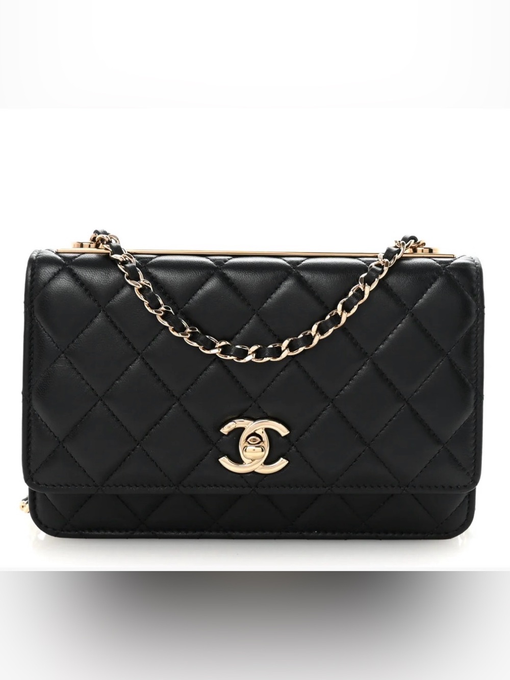 CHANEL TRENDY CC BAG (WOC) — BLACK QUILTED LAMBSKIN & GOLD HARDWARE
